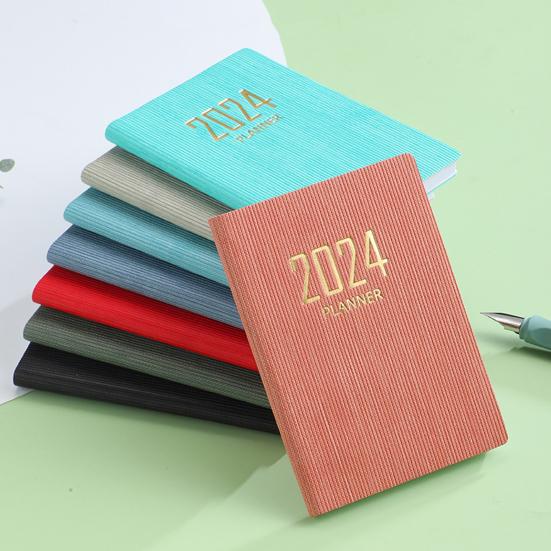 A7 2024 английский планировщик из искусственной кожи в твердом переплете, 180 страниц, водостойкая бумага, мини-журнал, карманный блокнот для молочных продуктов, студенческие принадлежности
