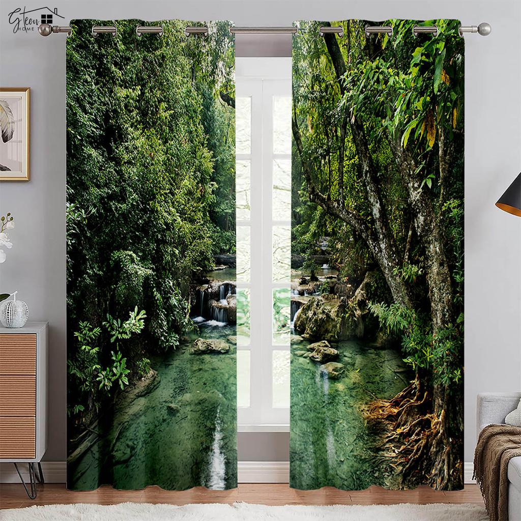 Высококачественные шторы с 3D-печатью из растений, кедровые кленовые листья, свежие и натуральные, скандинавские пасторальные, затемняющие, теплоизоляционные шторы