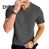 Мужская футболка с V-образным вырезом и коротким рукавом, однотонная, облегающая, мягкая, дышащая, летняя, повседневная одежда