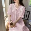 Kawaii Clothes Sleepwear Women Summer Cotton Nightgown Short Sleeve Dresses Ruffle Loungewear Homewear Loose Pajamas