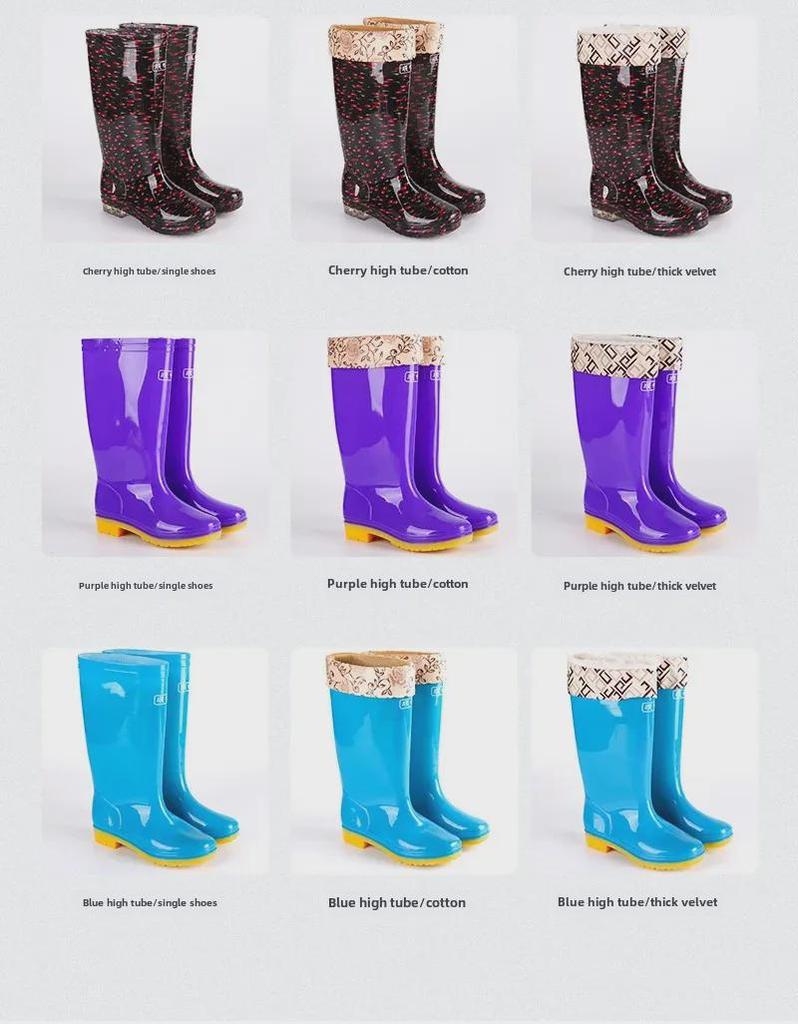 Женские водонепроницаемые нескользящие высокие сапоги из коровьей кожи в горошек для работы на кухне, 2025 г.