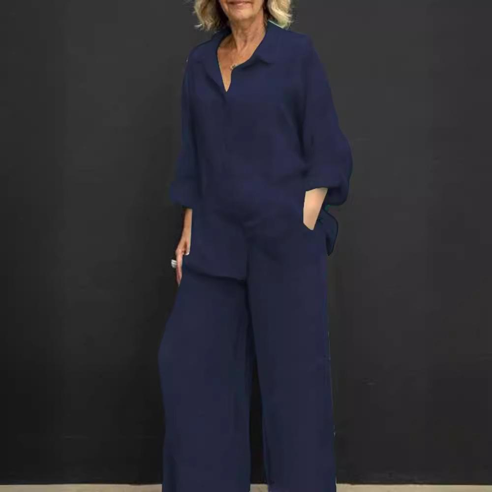 Женская свободная блузка и брюки, повседневный комплект из двух предметов