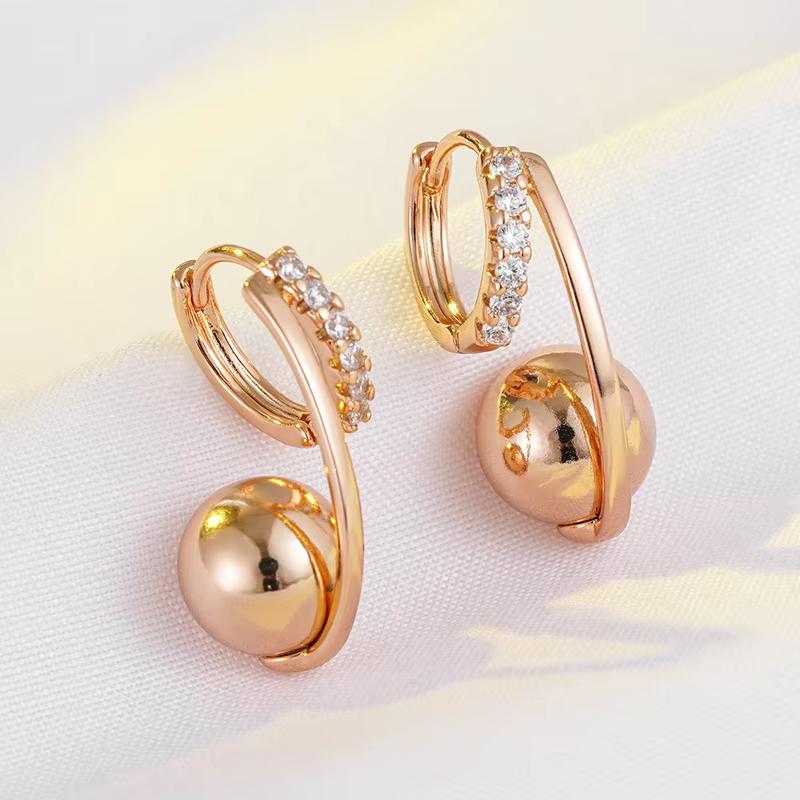 Серьги-кольца с подвеской Golden Ball из циркония для женщин, модная бижутерия