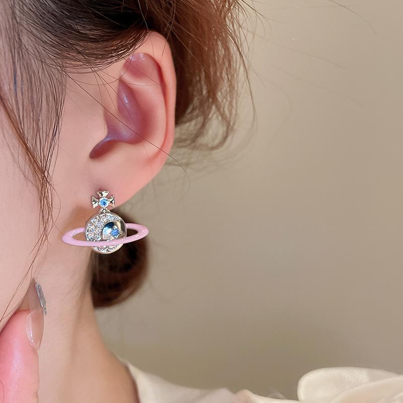 Модные серьги Сатурн с цирконием, женские трендовые элегантные цепочки на ключицы для девочек Y2k, ювелирные аксессуары, подарочные наборы