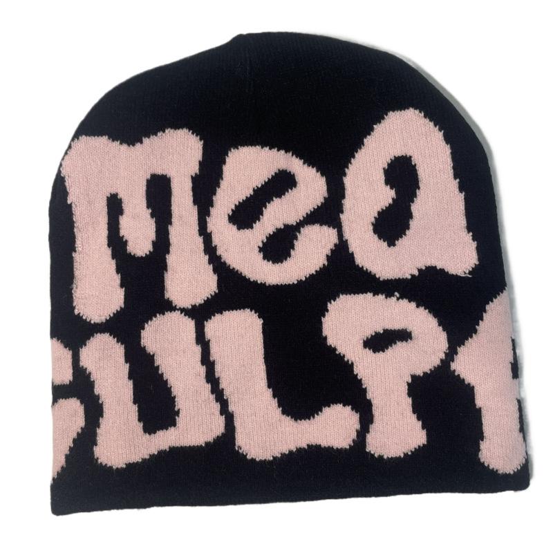 Hot Sell Customized Adult Fashion Printing Soft Winter Hat Knitted With Letters for Men and Women