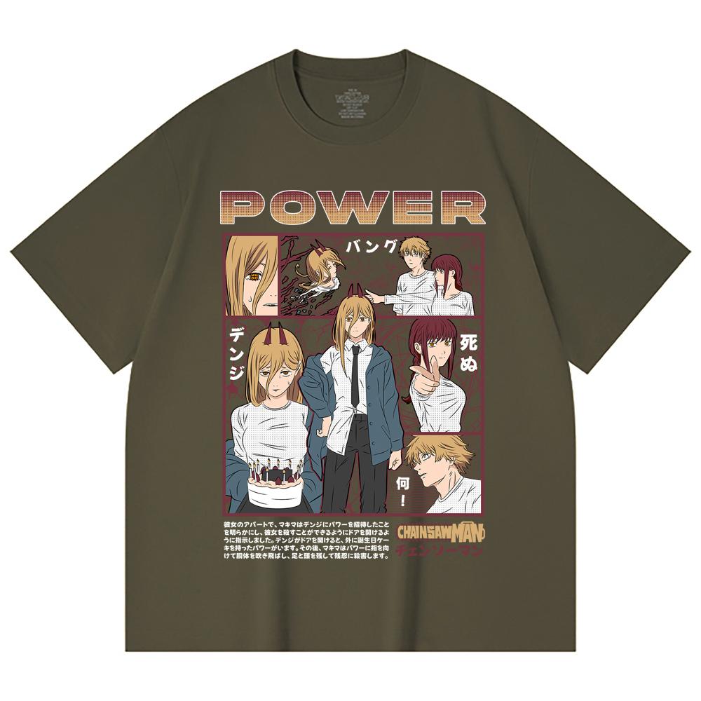 230 Gsm 100% Cotton Chainsaw Man V1 Power Print Unisex Heavy Cotton T Shirt