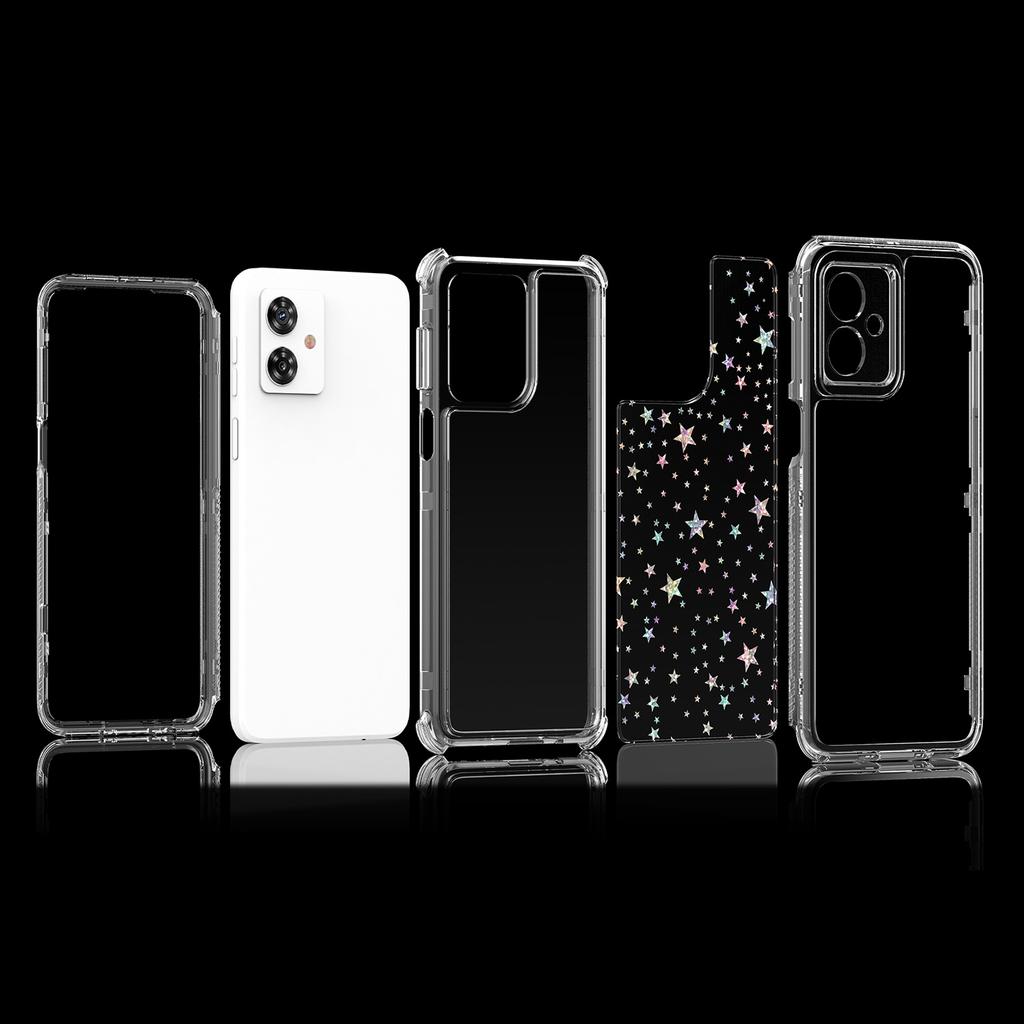 For Motorola Moto G54 5G/G55 5G Case Precise Cutouts Acrylic TPU Clear Phone Cover with Laser-printed Film