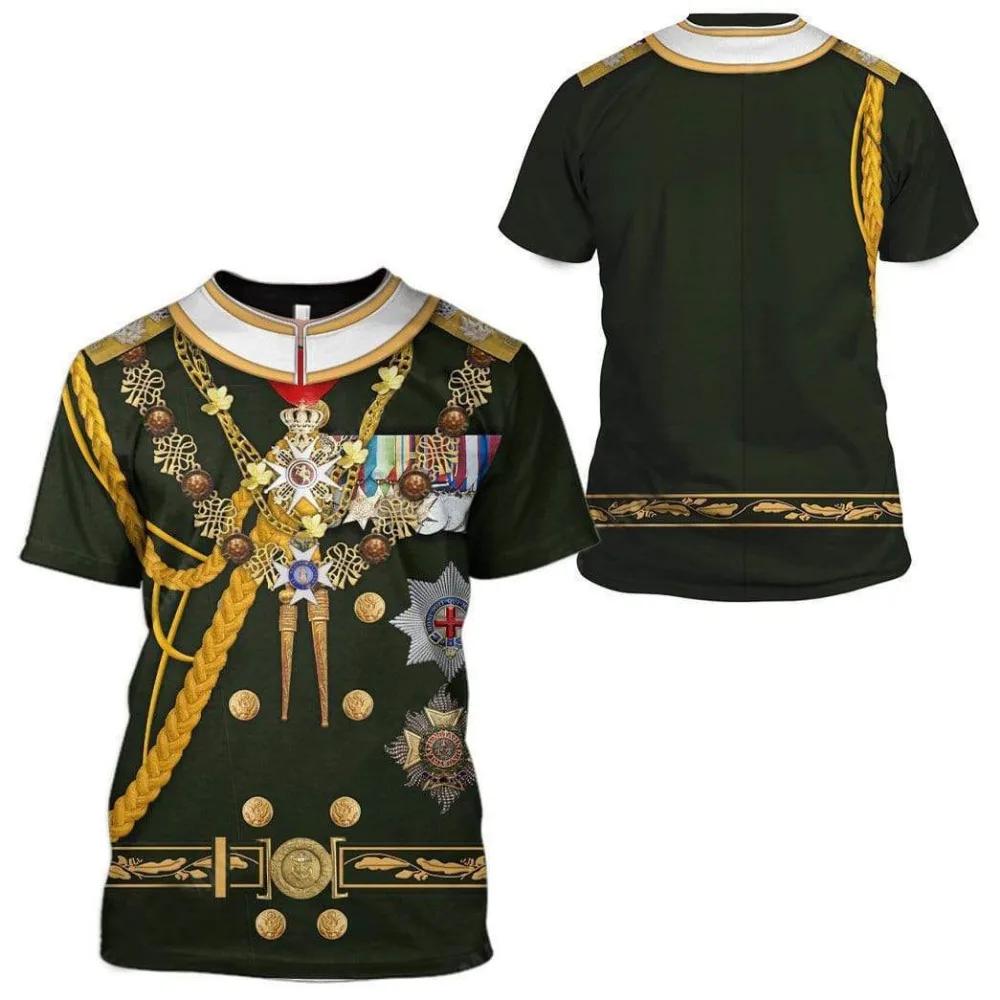 Футболка для мужчин, женщин, мальчиков и девочек, 3D принт, известные исторические деятели, Наполеон Бонапарт, модные топы в стиле милитари