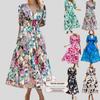 Платье с V-образным вырезом, подчеркивающее талию, с принтом - Весенне-летняя мода для женщин