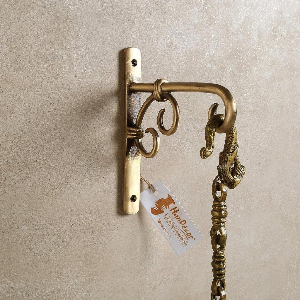 Brass Wall Lantern Diya Hanger, Planter Hangers, Lanterns Wind Chimes Hanging Baskets Ornaments, Diya Hanger Brass, Brass Diya Hangers for Wall