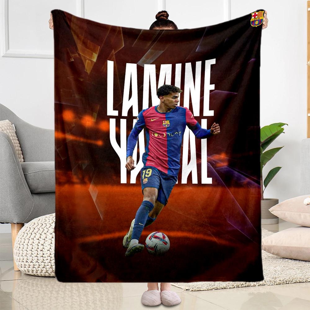 Lamine Yamal's Barcelona Players Celebration Blanket Comfortable Suitable for Chair Seaside Livingroom for All Occasions Warmthful Decor Gifts For Fam