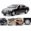 1/24 Модель игрушечного автомобиля Maybach AMG S600, Литой металлический миниатюрный, Инерционный, Со звуком и светом, Коллекционный, Свободный ход, Подарок для мальчика
