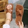 Summer New Thick-soled Slippers Foreign Trade Large-size Women's Cross-strapped Flat-bottomed Casual Slippers Light and Cool Slippers