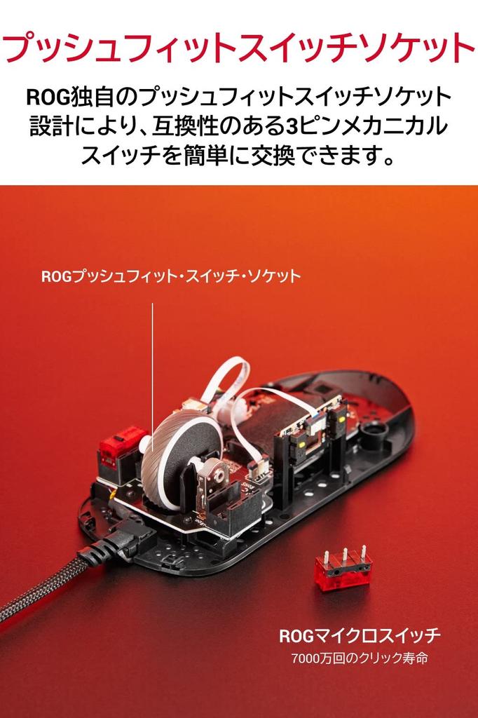 Игровая мышь ASUS ROG Strix Impact III 59 г симметричная проводная USB сменный переключатель ROG микропереключатель ROG паракорд PTFE подошва для мыши (12 000 точек на дюйм /