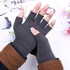 Unisex Knitwear Solid Knit Half Finger Mitten Gloves Finger