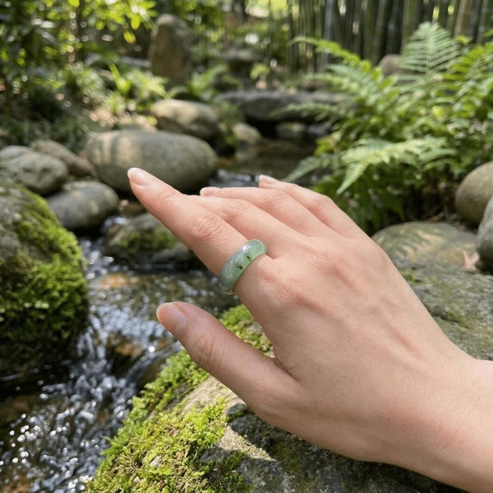 Obsidian Stone Crystal Stone Band Rings Natural Crystal Jewelry Finger Ring Minimalist Ring  Women
