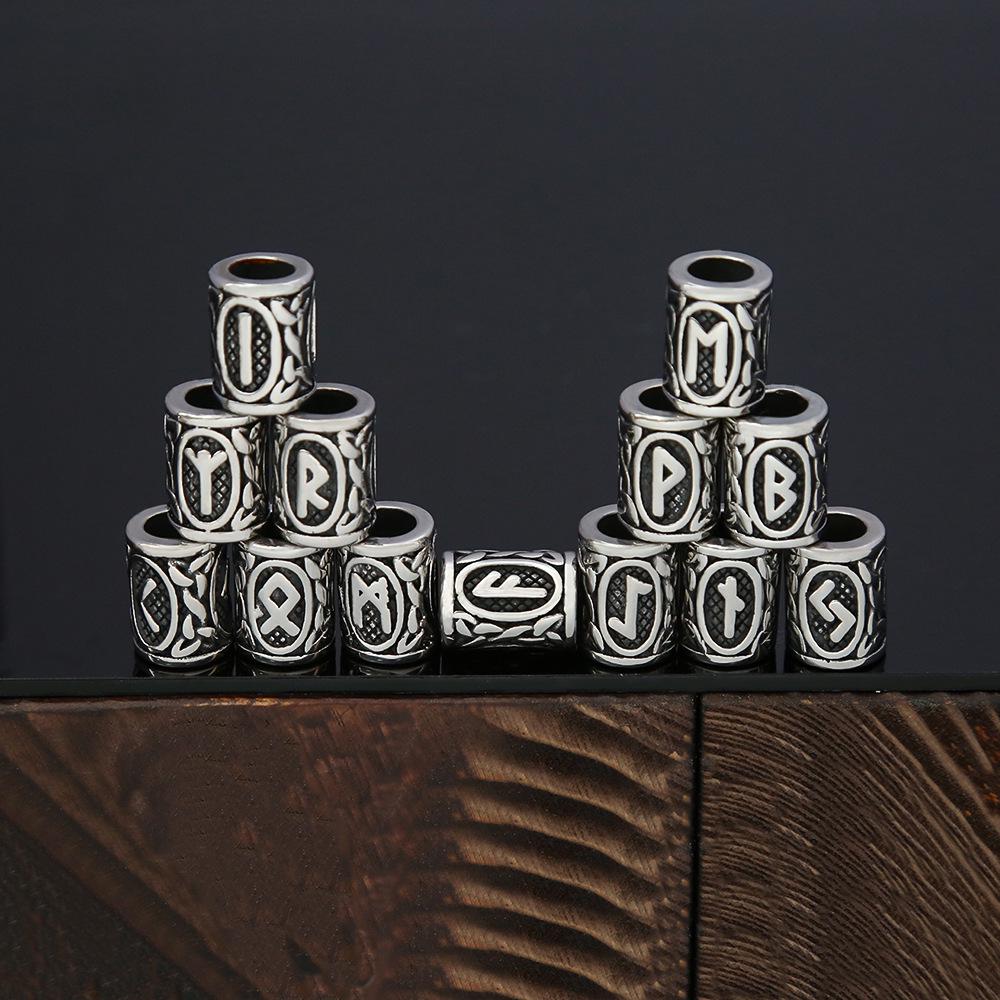 Retro Viking Rune Stainless Steel Beads - Non-Fading Titanium Accessory