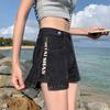 Youthful Comfortable Skinny Fashionable and Versatile Thin Section Denim Shorts Women Summer Side Zipper Straight High Waist A Letter Wide Leg Pants