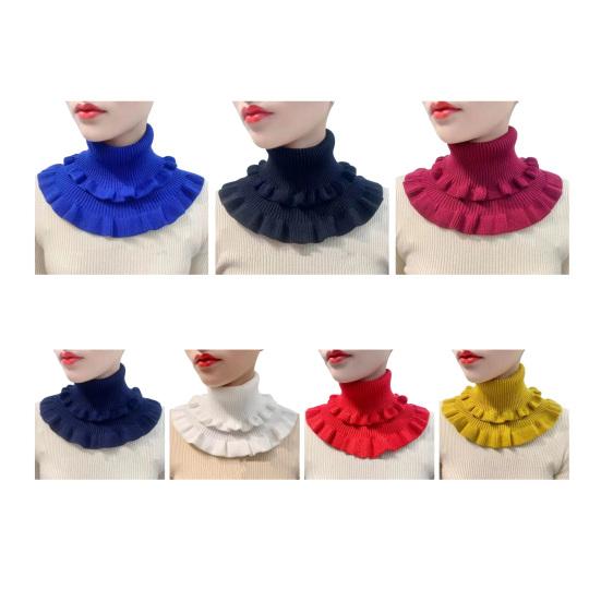Women Fake Collar Double-Layered Ruffle Trim Autumn Winter False Collar Solid Color Detachable Collar Shirt Accessory