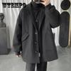 Шерстяное пальто средней длины плюс бархатное повседневное мужское теплое пальто с длинными рукавами, свободный воротник-поло, темпераментный красивый топ, кардиган