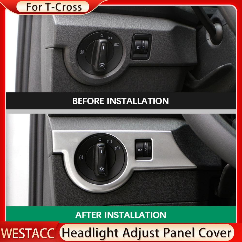 Ручка переключателя фар автомобиля, крышка панели, наклейка, накладка для Volkswagen VW T-Cross Tcross 2018-2023 LHD