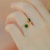 Women Ring Adjustable Opening Green Ball Design Finger Ring Retro Open Wrap Finger Band Jewelry Gift