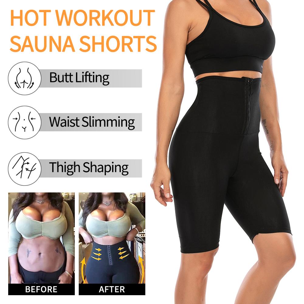 Sauna Shorts for Women Sweat Sauna Pants High Waisted Slimming Shorts Compression Thermo Capris Leggings Workout Body Shaper Thigh Slimmer Shapewear