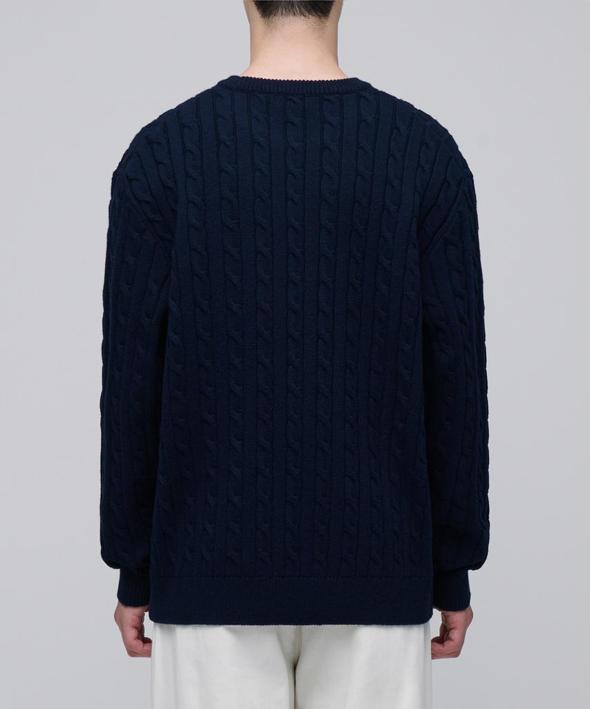 MUSINSA STANDARD Cable Crew Neck Knit [Navy]