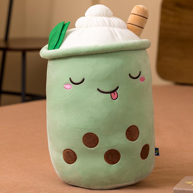 New Arrival Cartoon Fruit Bubble Tea Cup Plush Toys Real Life Boba Food With Suction Pillow Stuffed Soft Hug Cushion Decor