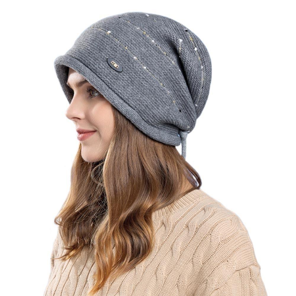 Short Brim Winter Knitted Hat Warm Ear Protection Hat Casual Beanies Men Women