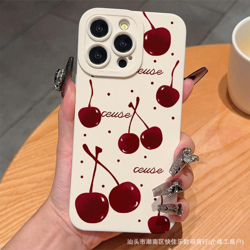 Красная вишня подходит для чехла iPhone 14, iPhone 13 Pro Max, силиконового 12/16 мягкого чехла XS/15 для женщин, 17