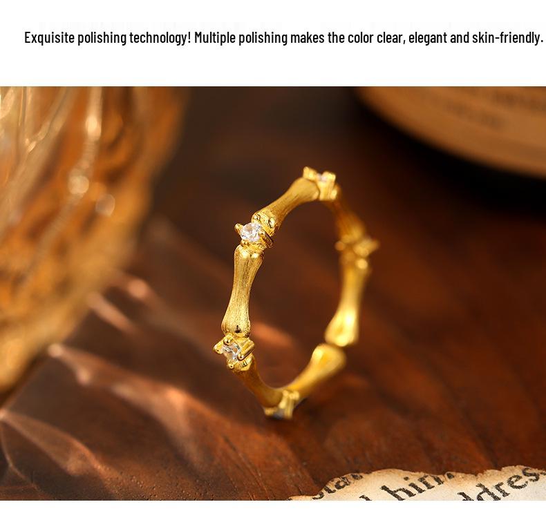 Кольцо Banyan Tree из серебра 925 пробы с цирконом, бамбук, открытое кольцо для женщин - Элегантное и модное украшение на указательный палец