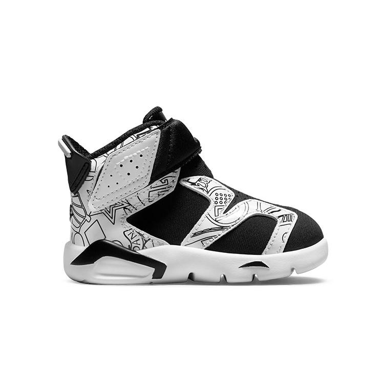 Jordan Air Jordan 6 Retro Little Flex SE High top Toddler Shoes Black White Graffiti Infant And Toddler DC4104-001