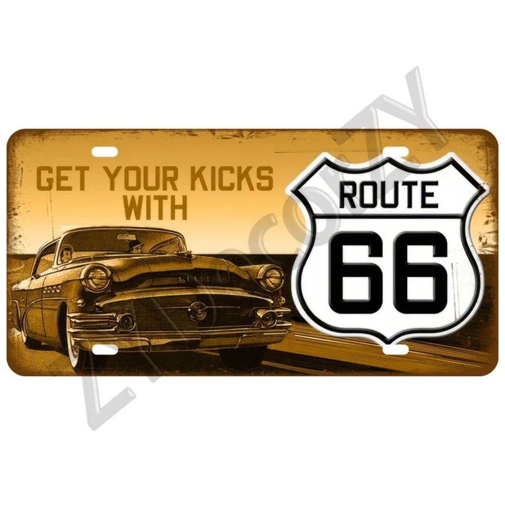 Винтажный Металлический Жестяной Знак Route 66 Машины Декор для Бара, Клуба, Шиномонтажа