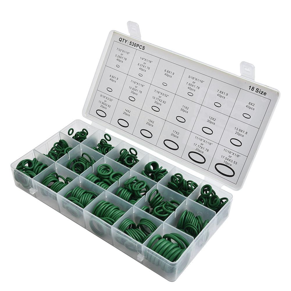 530 шт. резиновые уплотнительные кольца, набор уплотнений, комплект прокладок, система кондиционирования HNBR, зеленые нитриловые шайбы, высокое качество, для автомобильных прокладок, новые