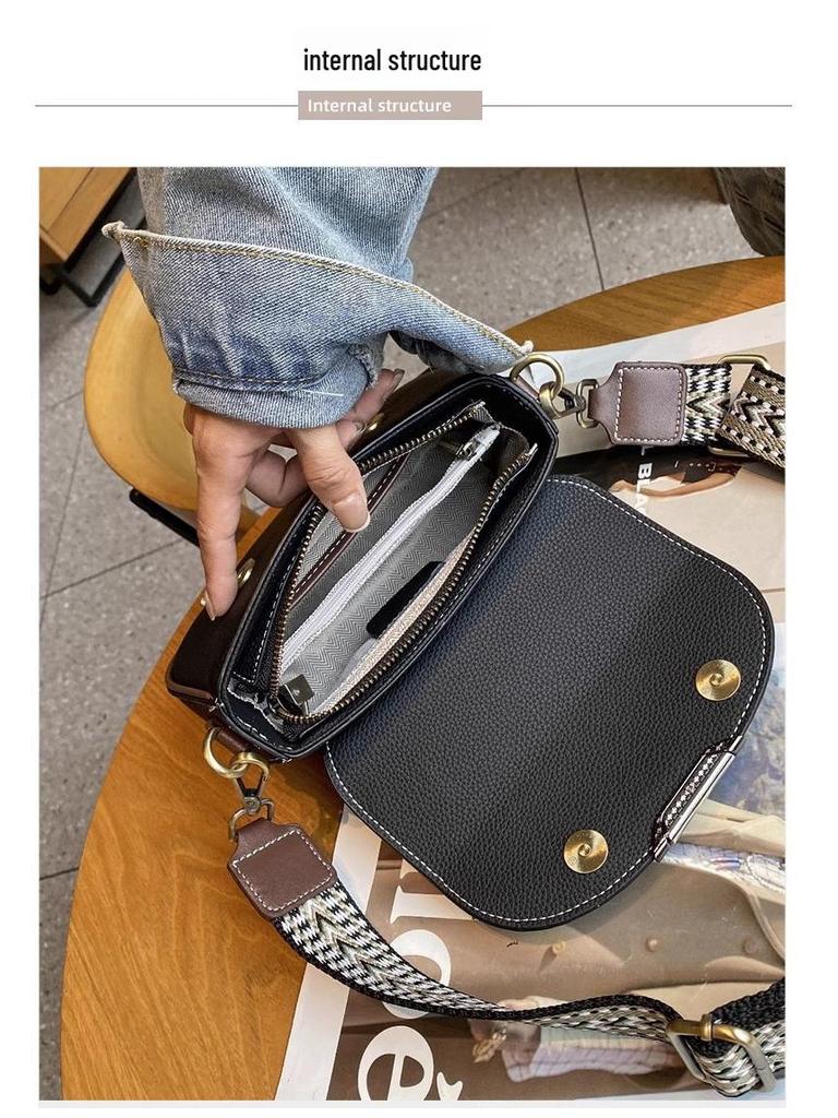 Женская сумка-мессенджер из натуральной кожи 2024 года: Стильная маленькая сумка через плечо из коровьей кожи с широким ремнем