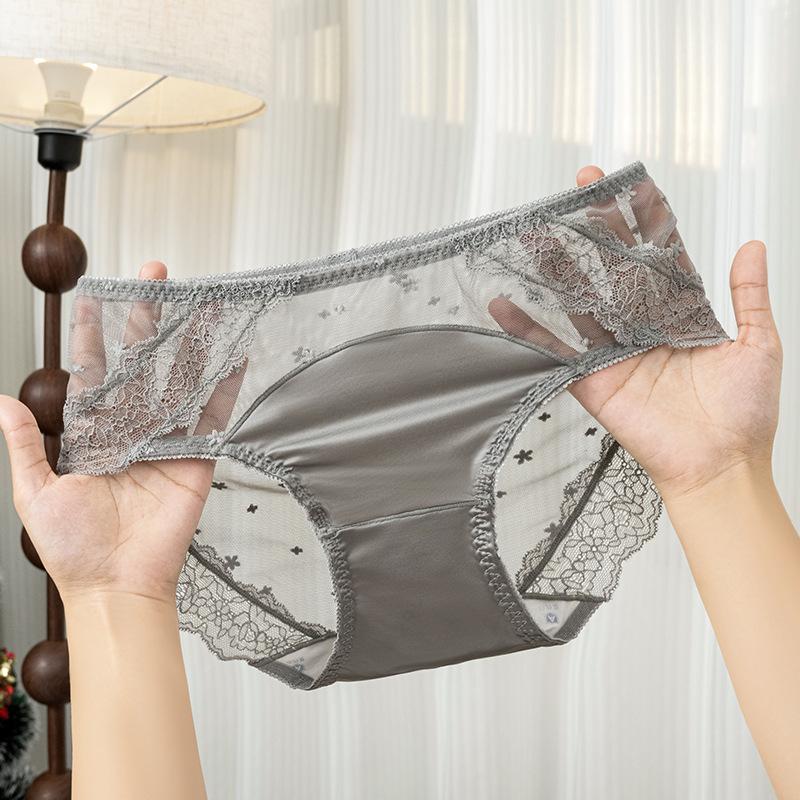 Female Spring and Summer Sexy and Comfortable Translucent Lace Crotch High Split Underwear