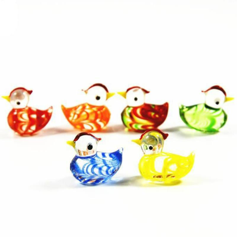 Mini Cute Glass Mandarin Duck Figurine Cartoon Animal Tiny Statue Craft Ornament Home Garden Micro Landscap Decor Accessories