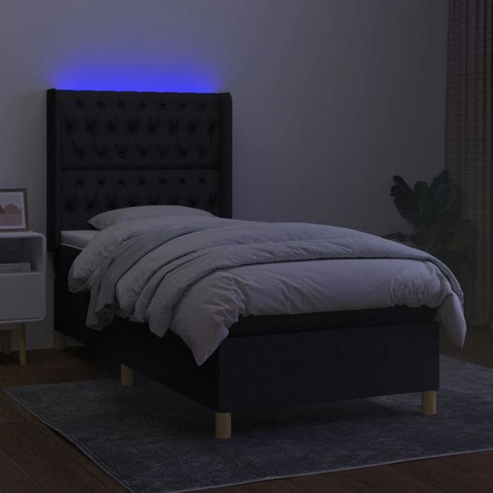 Maison Exclusive - Sommier à lattes de lit matelas et LED Noir 80x200cm Tissu