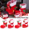 5Pcs Christmas Candy Boots Bag Little Red Boots Creative Sugar Storage Bags Mini Festival Theme Home Decoration Xmas Supplies