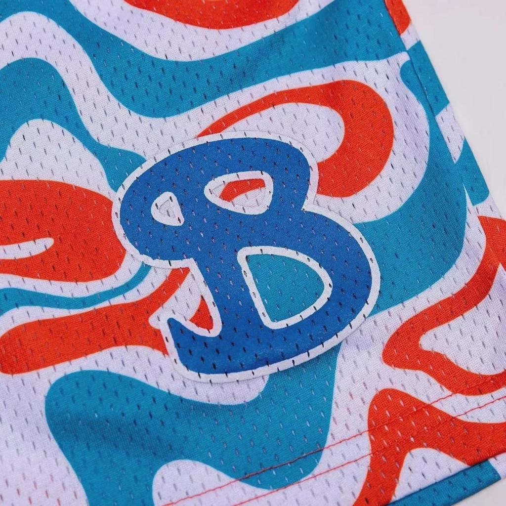 American Sports Fashion Mesh Quick-Dry Men's Summer Basketball Shorts - Loose Fit, Knee-Length, Four-Point Design