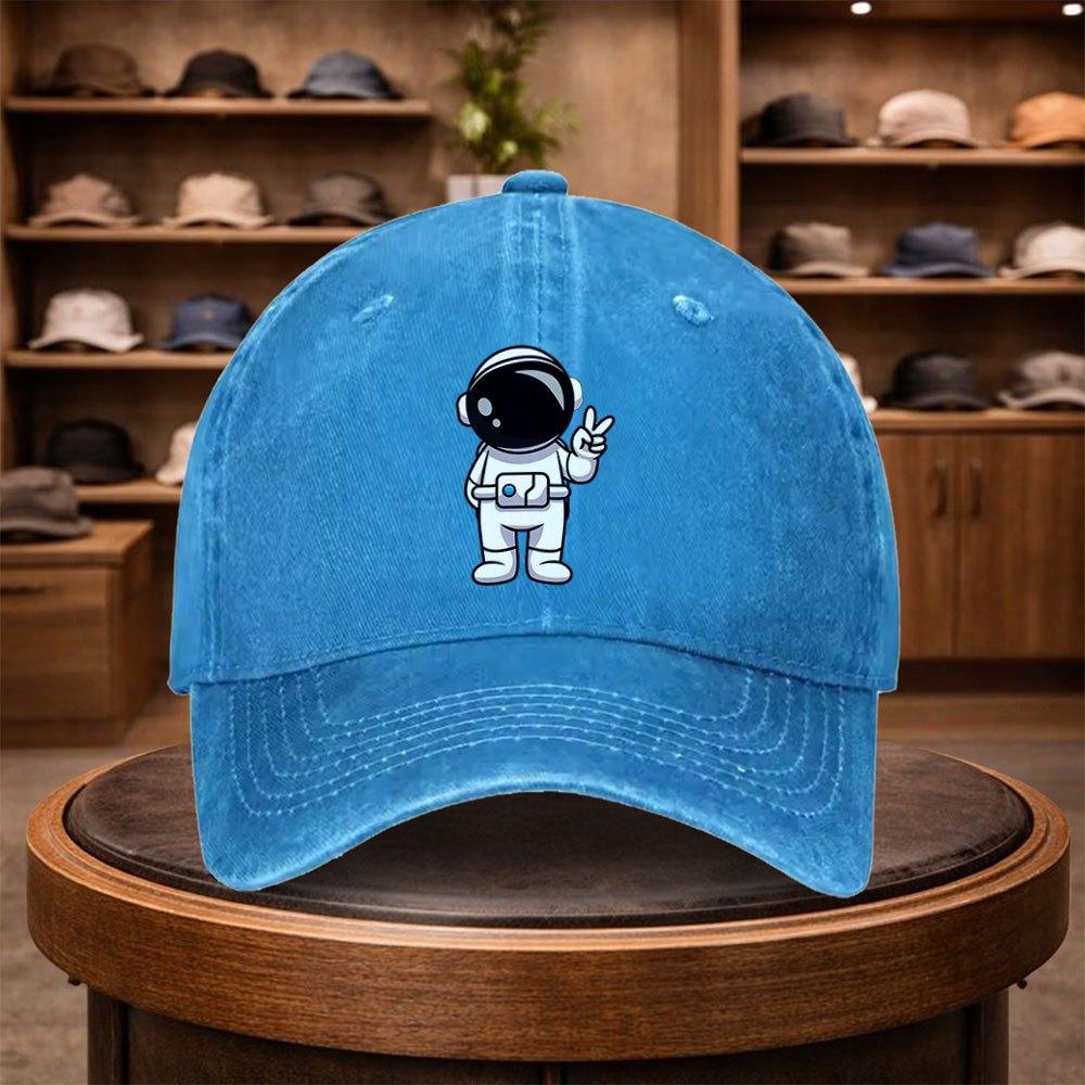 A Stylish Baseball Cap Featuring an Astronaut Print Perfect for Casual Outings This Adjustable Hat Is Suitable for All Seasons