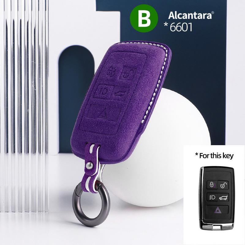 Suede Car Key Case Holder Keychain for Land Rover Range Rover Discovery 5 Sport 2018 2019 for Jaguar XEL E-PACE 2019 Accessories