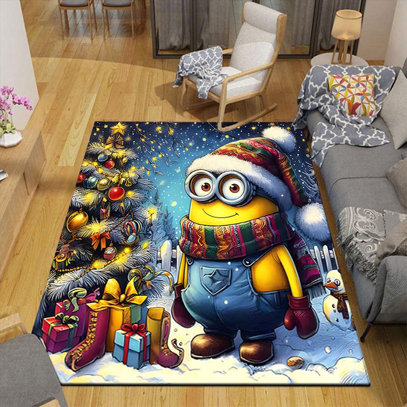 1Pc Christmas Minions Celebration Rug Office Carpet Indoor Outdoor Doormat Nonslip Soft And Comfortable Living Room Christmas Halloween Gift D91858
