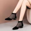 Pointed Toe Sexy Mesh Ankle Boots Women's Summer Low Heels Ladies Short Black Boot Dropship Breathable Booties Woman Morden Boot