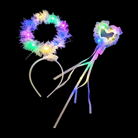 Светящаяся повязка на голову с крыльями, эльф, фея, светящаяся палочка, ангел, фея, фото-аксессуар, набор для девочек, светящийся аксессуар для костюма