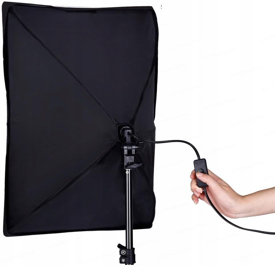 2 db fotólámpa, softbox, állítható állványos izzó, 50x70, + táska