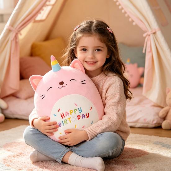 Cat Cow Plush Toy Soft Stuffed Animal Skin-Friendly Cuddle Cushion for Kids Adults Birthday Gift for Girls Boys