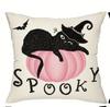 1pc Pink Halloween Cushion Cover Cute Cat Pumpkin Printed Washable Cover Halloween Themed Party Living Room Bedroom Decoration