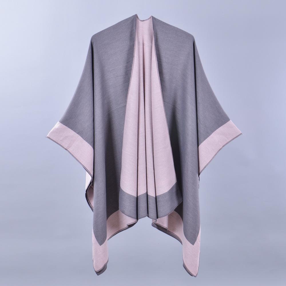 Women's Versatile Solid Color Spring Scarf Shawl - Imitation Cashmere Poncho for All Seasons